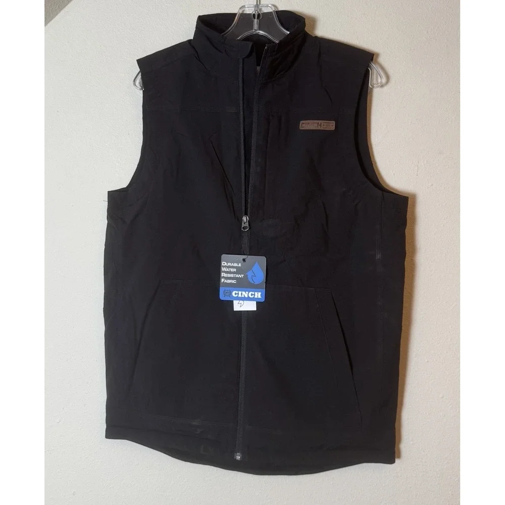 Cinch Black Softshell Western Vest XS Full Zip Water Resistant NWT